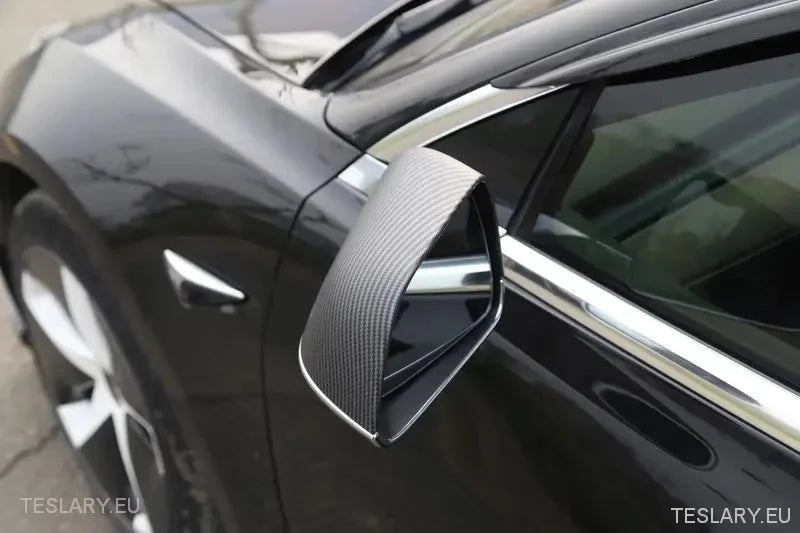 Tesla Model 3/Y Side Mirror Protective Cover in Carbon Gloss and Matte - Tesla Shop Europe - TESLARY.IE Ireland - France boutique- Deutschland Geschäft- España comercio - Nederland winkel- TESLARY.IE