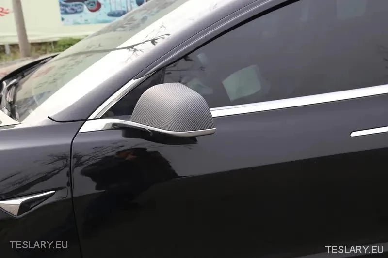 Tesla Model 3/Y Side Mirror Protective Cover in Carbon Gloss and Matte - Tesla Shop Europe - TESLARY.IE Ireland - France boutique- Deutschland Geschäft- España comercio - Nederland winkel- TESLARY.IE