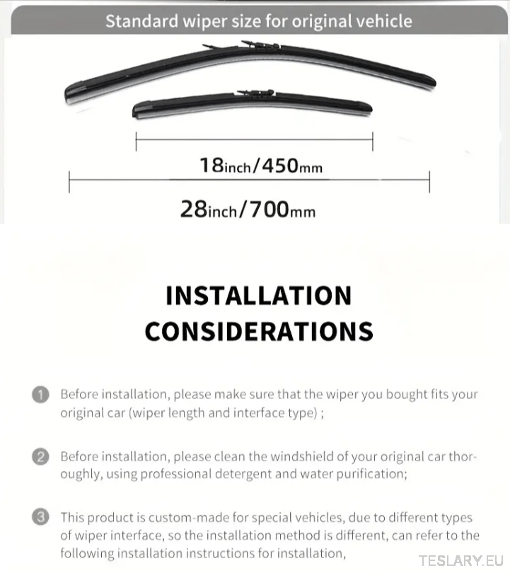 TESLA MODEL X WIPER BLADE KIT ( BOTH WIPERS ) 18 / 28 2016 - 2020 LHD - TESLARY Tesla Shop Accessories Europe Nederlands Dublin Cork Ireland Deutschland Espana Alicante France Italia