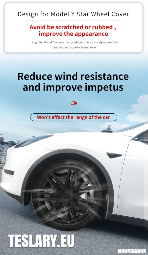 TESLA MODEL Y 19" UNIQUE S3 FULL COVER WHEEL HUBS STAR STYLE - TESLARY Tesla Shop Accessories Europe Nederlands Dublin Cork Ireland Deutschland Espana Alicante France Italia