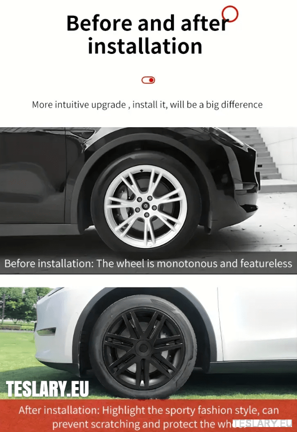 TESLA MODEL Y 19" UNIQUE S3 FULL COVER WHEEL HUBS STAR STYLE - TESLARY Tesla Shop Accessories Europe Nederlands Dublin Cork Ireland Deutschland Espana Alicante France Italia