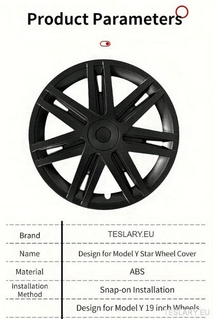 TESLA MODEL Y 19" UNIQUE S3 FULL COVER WHEEL HUBS STAR STYLE - TESLARY Tesla Shop Accessories Europe Nederlands Dublin Cork Ireland Deutschland Espana Alicante France Italia