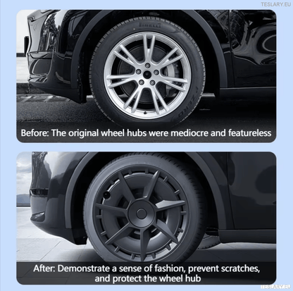 TESLA MODEL Y 19" UNIQUE S7 FULL COVER WHEEL HUBS - TESLARY Tesla Shop Accessories Europe Nederlands Dublin Cork Ireland Deutschland Espana Alicante France Italia