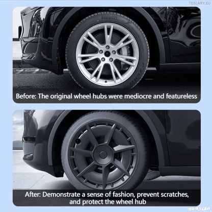 TESLA MODEL Y 19" UNIQUE S7 FULL COVER WHEEL HUBS - TESLARY Tesla Shop Accessories Europe Nederlands Dublin Cork Ireland Deutschland Espana Alicante France Italia