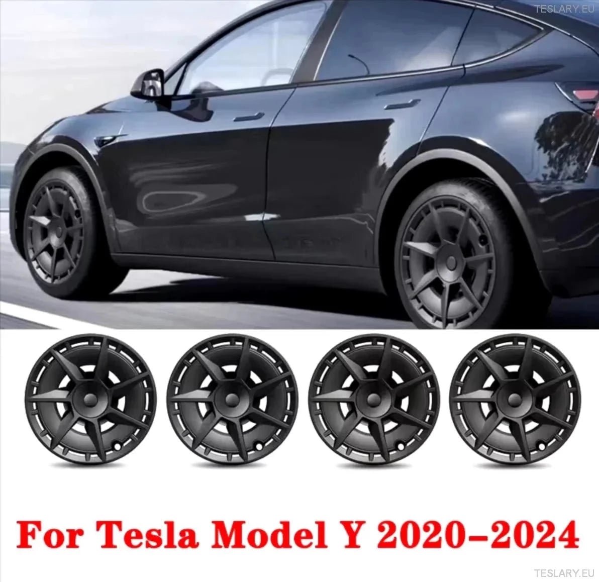 TESLA MODEL Y 19" UNIQUE S7 FULL COVER WHEEL HUBS - TESLARY Tesla Shop Accessories Europe Nederlands Ireland Deutschland Espana Alicante France Italia