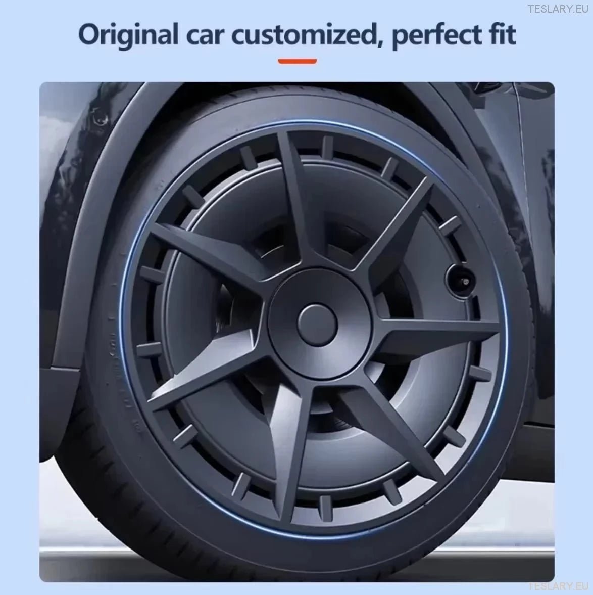 TESLA MODEL Y 19" UNIQUE S7 FULL COVER WHEEL HUBS - TESLARY Tesla Shop Accessories Europe Nederlands Ireland Deutschland Espana Alicante France Italia