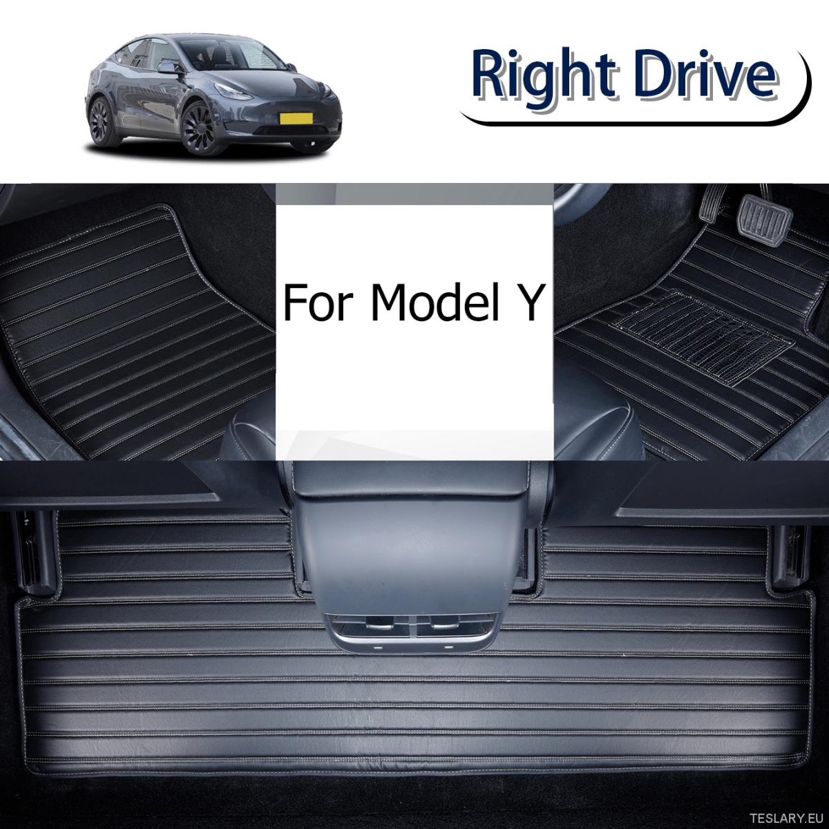 Tesla Model Y 2019 - 2025 Right - Hand Drive Car Mats, Three - Layer PVC Stripe Design, Luxury & Durable Floor Mat Accessories for Car Interior - TESLARY Tesla Shop Accessories Europe Nederlands Dublin Cork Ireland Deutschland Espana Alicante France Italia