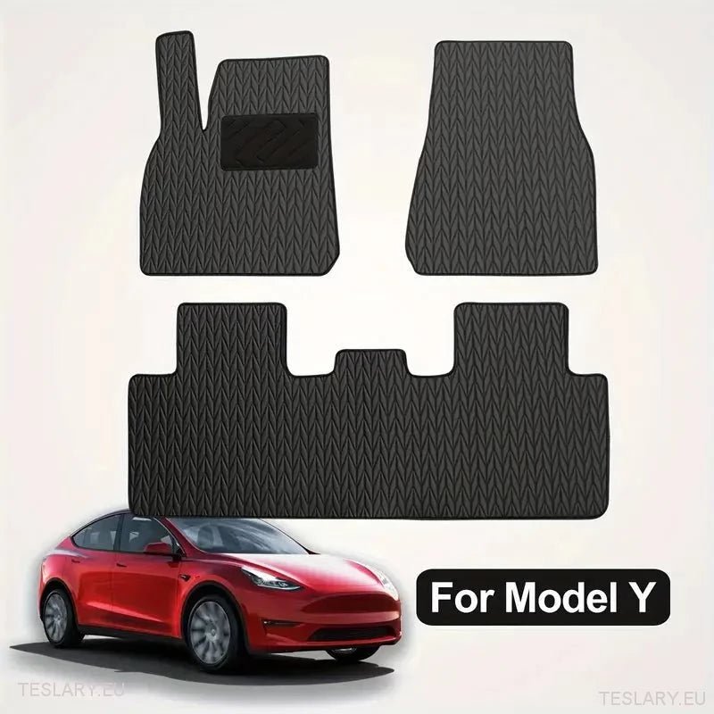 Tesla Model Y Custom PU Leather Floor Mats ( LEFT HAND DRIVE ) - TESLARY Tesla Shop Accessories Europe Nederlands Ireland Deutschland Espana Alicante France Italia