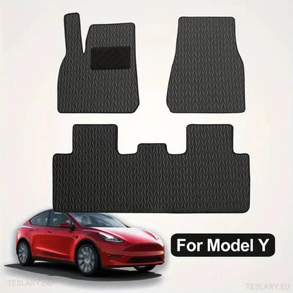 Tesla Model Y Custom PU Leather Floor Mats ( LEFT HAND DRIVE ) - TESLARY Tesla Shop Accessories Europe Nederlands Ireland Deutschland Espana Alicante France Italia