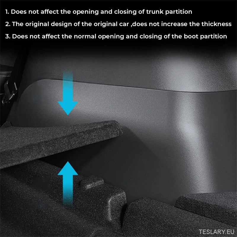 Tesla Model Y Rear Trunk Side Guards - Premium TPE Protection - TESLARY Tesla Shop Accessories Europe Nederlands Ireland Deutschland Espana Alicante France Italia