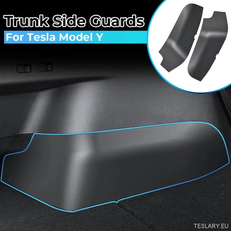 Tesla Model Y Rear Trunk Side Guards - Premium TPE Protection - TESLARY Tesla Shop Accessories Europe Nederlands Ireland Deutschland Espana Alicante France Italia