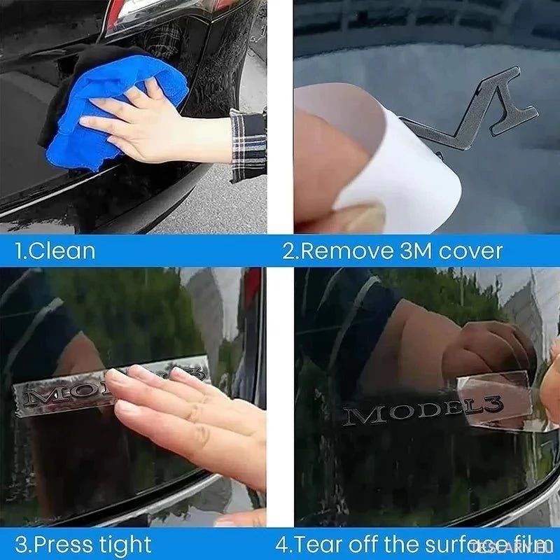 TESLA " PLAID " REAR LOGO EMBLEM IN CHROME & RED - TESLARY Tesla Shop Accessories Europe Nederlands Ireland Deutschland Espana Alicante France Italia