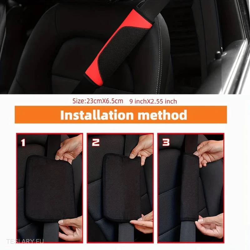 Seat Belt Shoulder Protector Carbon Fiber Look ( 2 Pieces ) -TESLARY.IE Tesla Shop Europe