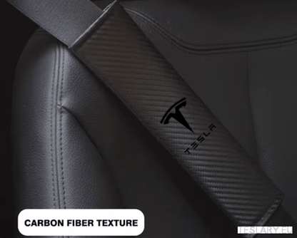 Tesla Seat Belt Shoulder Protector with Logo ( 2 Pieces ) - TESLARY Tesla Shop Accessories Europe Nederlands Dublin Cork Ireland Deutschland Espana Alicante France Italia
