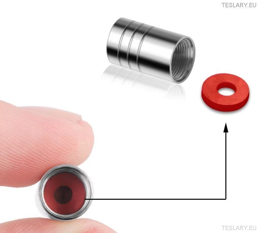 Tesla Tyre Air Valves with Model 3 or Model Y Logo - TESLARY Tesla Shop Accessories Europe Nederlands Ireland Deutschland Espana Alicante France Italia