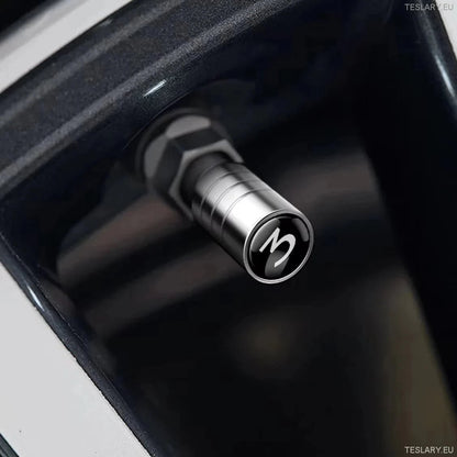 Tesla Tyre Air Valves with Model 3 or Model Y Logo - TESLARY Tesla Shop Accessories Europe Nederlands Ireland Deutschland Espana Alicante France Italia