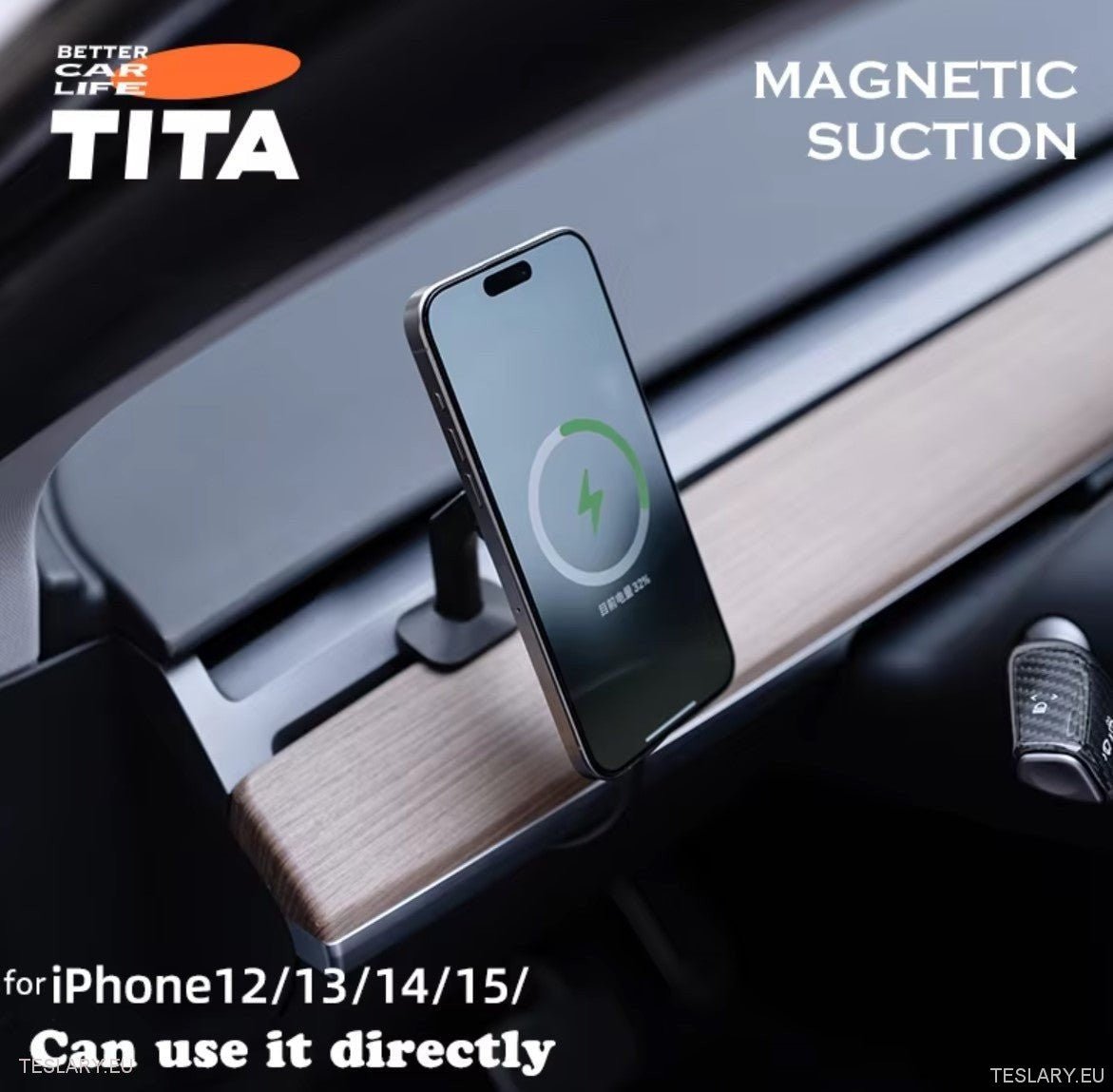 Tita Magnetic Phone Charger with Optional Speedmeter for Tesla Model 3 and Y - TESLARY Tesla Shop Accessories Europe Nederlands Ireland Deutschland Espana Alicante France Italia