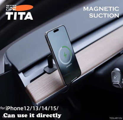 Tita Magnetic Phone Charger with Optional Speedmeter for Tesla Model 3 and Y - TESLARY Tesla Shop Accessories Europe Nederlands Ireland Deutschland Espana Alicante France Italia
