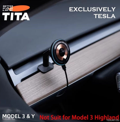 Tita Magnetic Phone Charger with Optional Speedmeter for Tesla Model 3 and Y - TESLARY Tesla Shop Accessories Europe Nederlands Ireland Deutschland Espana Alicante France Italia