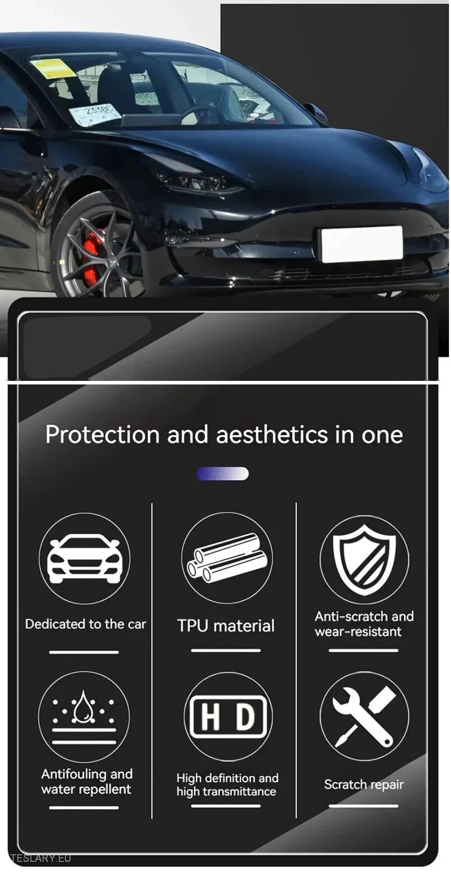 TPU Front Headlight Black Tint for Tesla Model 3 , Y & Highland