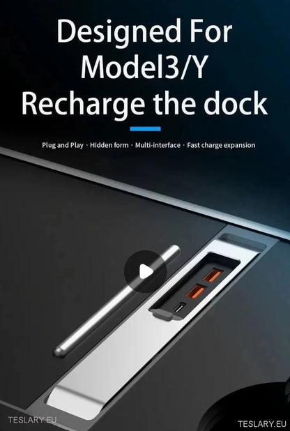 Triple Port USB Expansion Hub for Tesla 3/Y with Sliding Cover - Tesla Shop Europe - TESLARY.IE Ireland - France boutique- Deutschland Geschäft- España comercio - Nederland winkel- TESLARY.IE