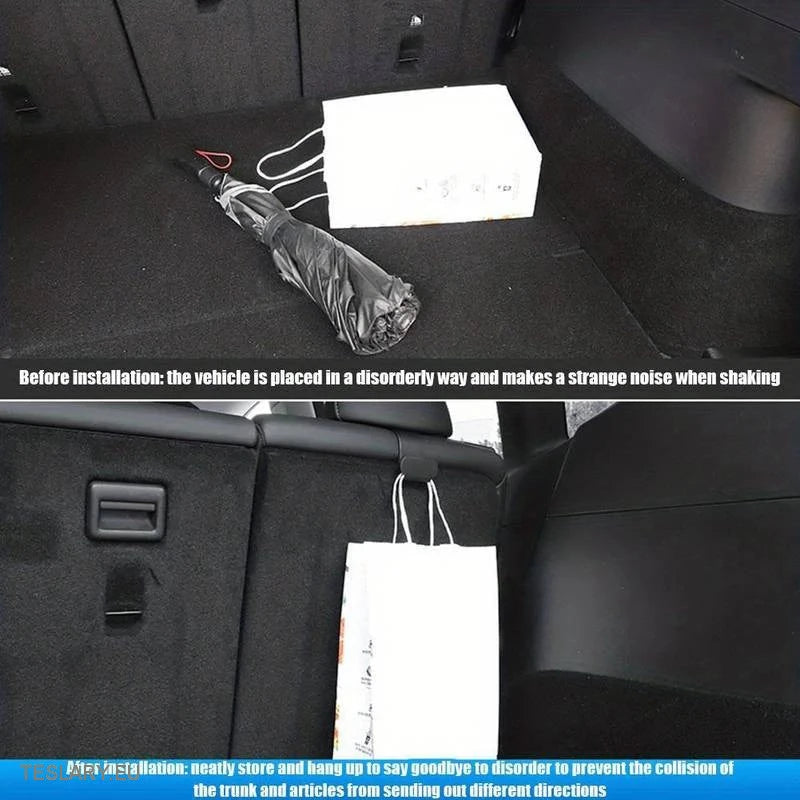 Trunk Hooks for the Tesla Model Y Rear Seat Headrests - Tesla Shop Europe - TESLARY.IE Ireland - France boutique- Deutschland Geschäft- España comercio - Nederland winkel- TESLARY.IE