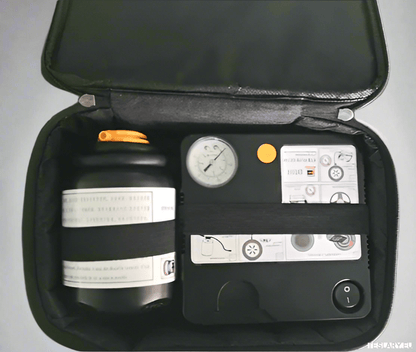 Tyre Puncture Repair Kit with Compressor and Storage Bag - TESLARY Tesla Shop Accessories Europe Nederlands Dublin Cork Ireland Deutschland Espana Alicante France Italia