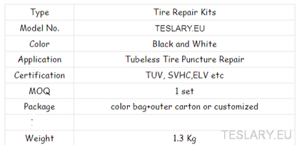 Tyre Puncture Repair Kit with Compressor and Storage Bag - TESLARY Tesla Shop Accessories Europe Nederlands Dublin Cork Ireland Deutschland Espana Alicante France Italia