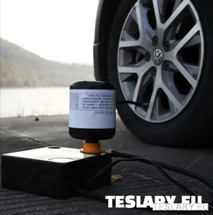 Tyre Puncture Repair Kit with Compressor and Storage Bag - TESLARY Tesla Shop Accessories Europe Nederlands Dublin Cork Ireland Deutschland Espana Alicante France Italia