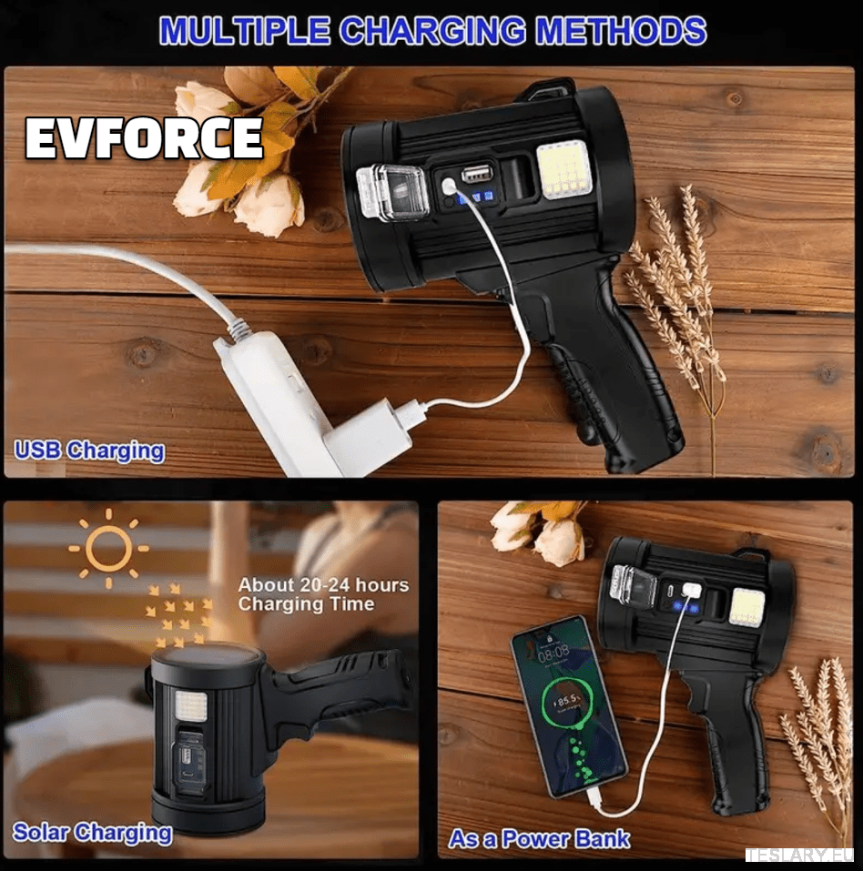 Ultra Bright Recharable Spot light / torch for your Tesla , BYD , MG or other EV - TESLARY Tesla Shop Accessories Europe Nederlands Dublin Cork Ireland Deutschland Espana Alicante France Italia