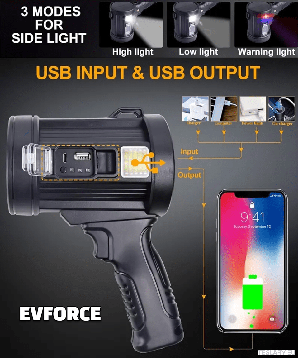 Ultra Bright Recharable Spot light / torch for your Tesla , BYD , MG or other EV - TESLARY Tesla Shop Accessories Europe Nederlands Dublin Cork Ireland Deutschland Espana Alicante France Italia