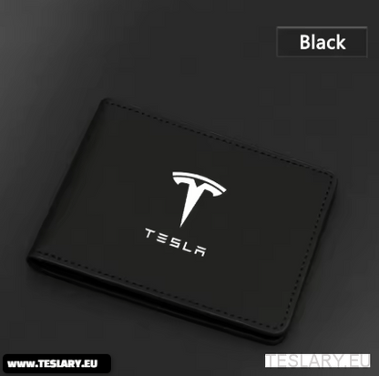 Ultra - Thin Leather ID / Card / License Holder With TESLA LOGO Back - TESLARY Tesla Shop Accessories Europe Nederlands Dublin Cork Ireland Deutschland Espana Alicante France Italia