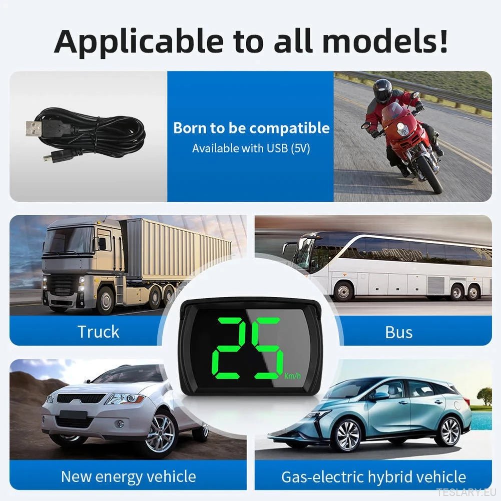 Universal GPS Speedometer with HD Display for All Vehicles - TESLARY Tesla Shop Accessories Europe Nederlands Ireland Deutschland Espana Alicante France Italia