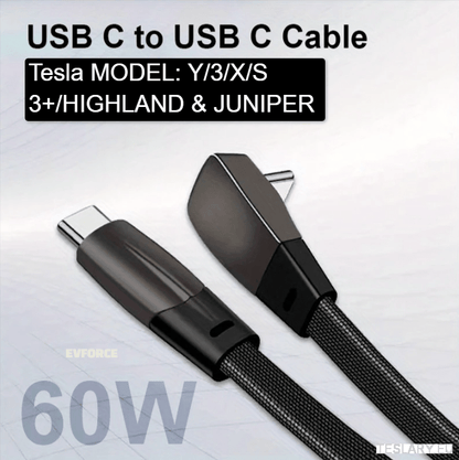 USB C TO USB C Elbow Fast Charging Cable for Tesla / BYD / EV Fast Charging TESLA Y/3/S/X/3+ - TESLARY Tesla Shop Accessories Europe Nederlands Dublin Cork Ireland Deutschland Espana Alicante France Italia