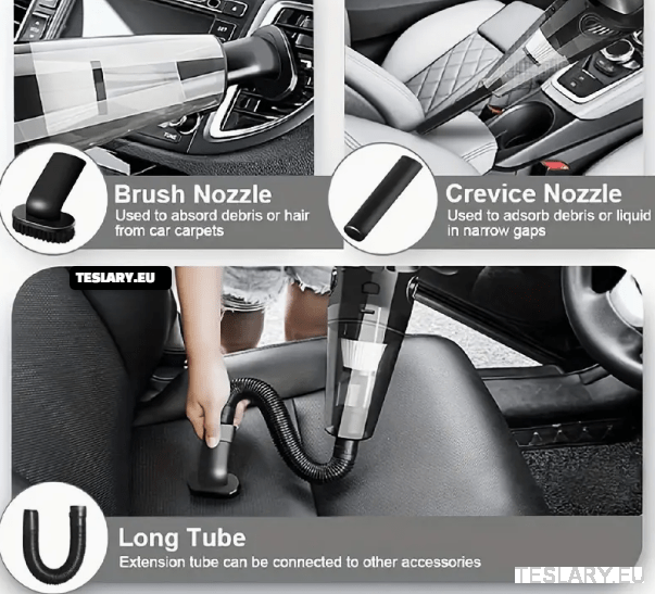 VACUUM 12V WIRED POWERFUL Handheld Car Vacuum Cleaner Black - TESLARY Tesla Shop Accessories Europe Nederlands Dublin Cork Ireland Deutschland Espana Alicante France Italia