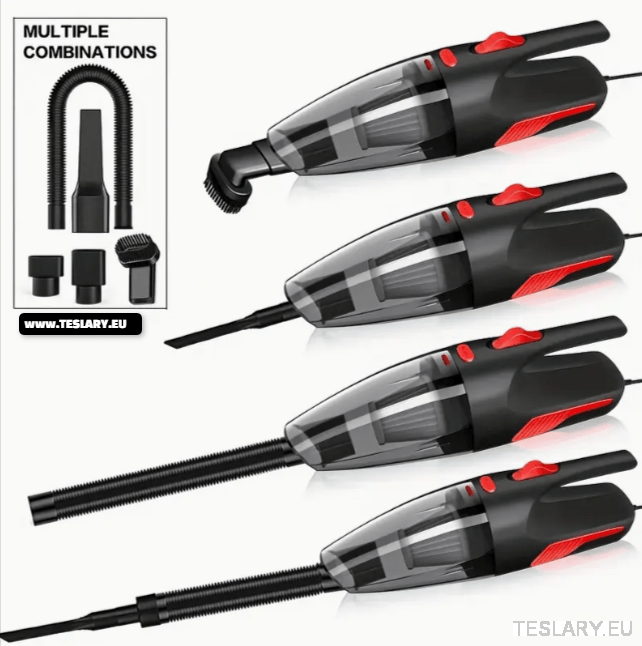 Vacuum Wired High Power Suction with Attachments Handheld Light Weight Black - TESLARY Tesla Shop Accessories Europe Nederlands Dublin Cork Ireland Deutschland Espana Alicante France Italia